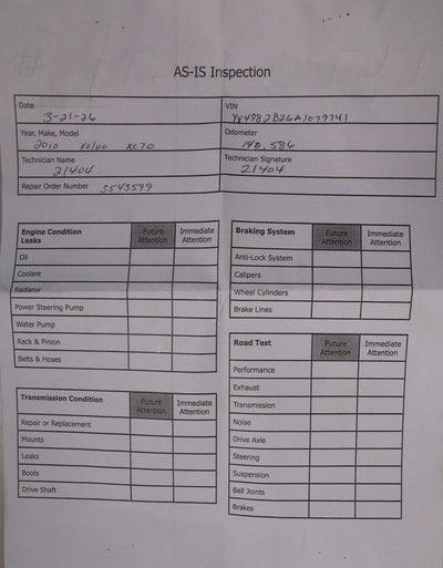 2010 Volvo XC70 3.2L