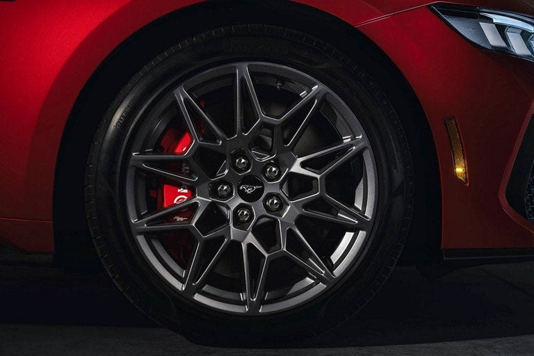 2024 Ford Mustang® model with a close-up of a wheel and brake caliper | Ricart Ford in Groveport OH