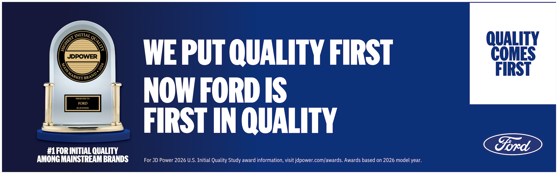 Ford ranked number one in initial quality among mainstream b