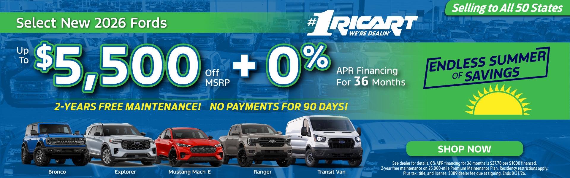 Select New 2026 Fords up to $5500 off MSRP!