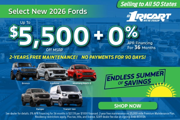 Select New 2026 Fords up to $5500 off MSRP!