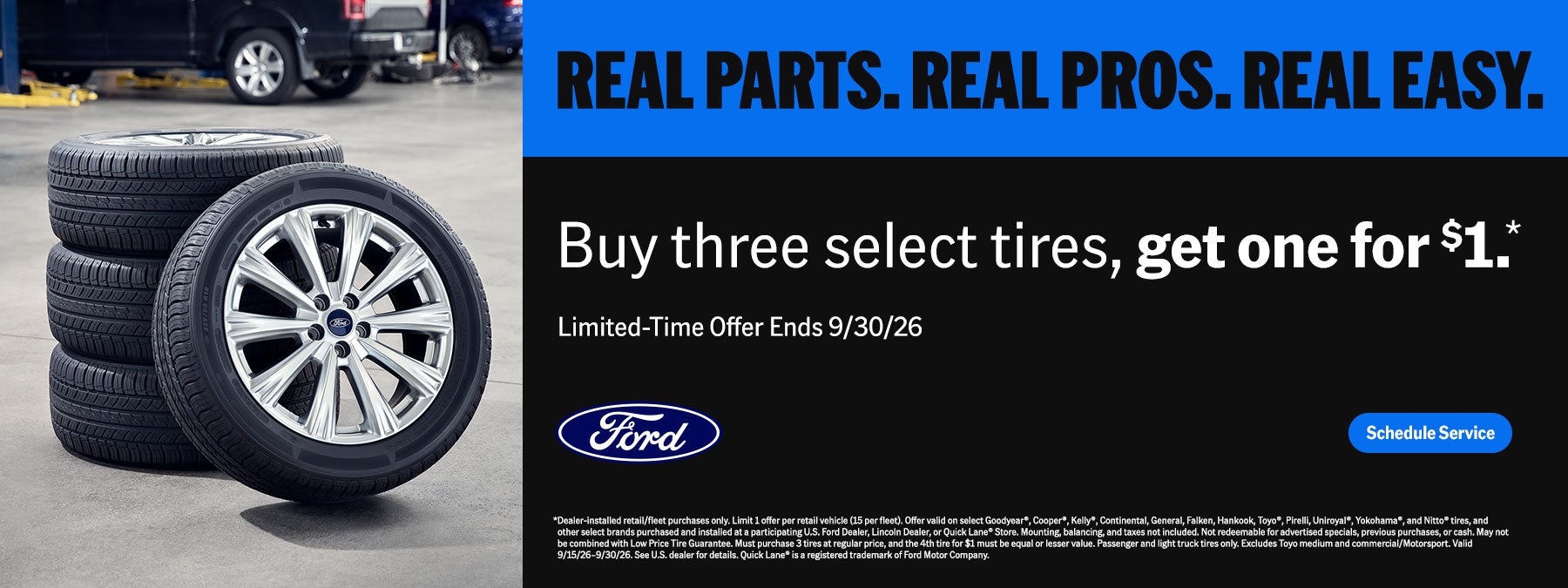 Buy 3 tires and get 1 free at Ricart Ford in Groveport, OH