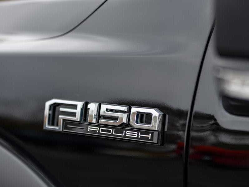 Ford Roush F-150-exterior-badge logo on black truck